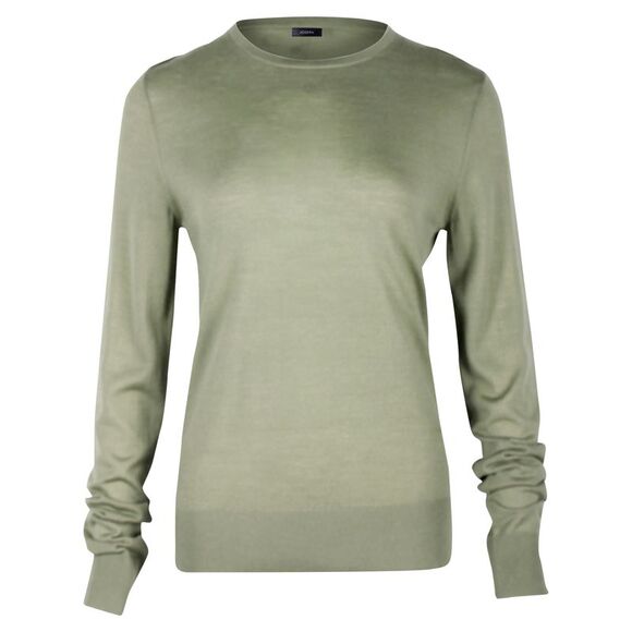 Joseph Long Sleeve Sweater Top in Green Wool